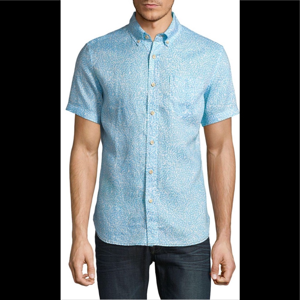 Surfside Supply Printed Linen Buttondown shirt NWT